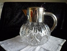 Karaffe Wasserkrug Kalte Ente versilbert Bleikristall geschliffen Antik