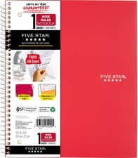 Five Star Spiral Notebook, 1 Subject, Wide Ruled Paper, 10-1/2" X 8", 100 Sheet