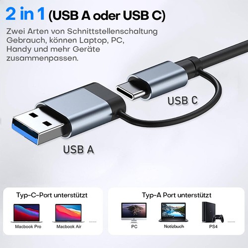 USB 3.0 Hub 4/7 Port Splitter Adapter mit Aktiv Netzteil Verteiler für PC Laptop - Bild 41 von 48
