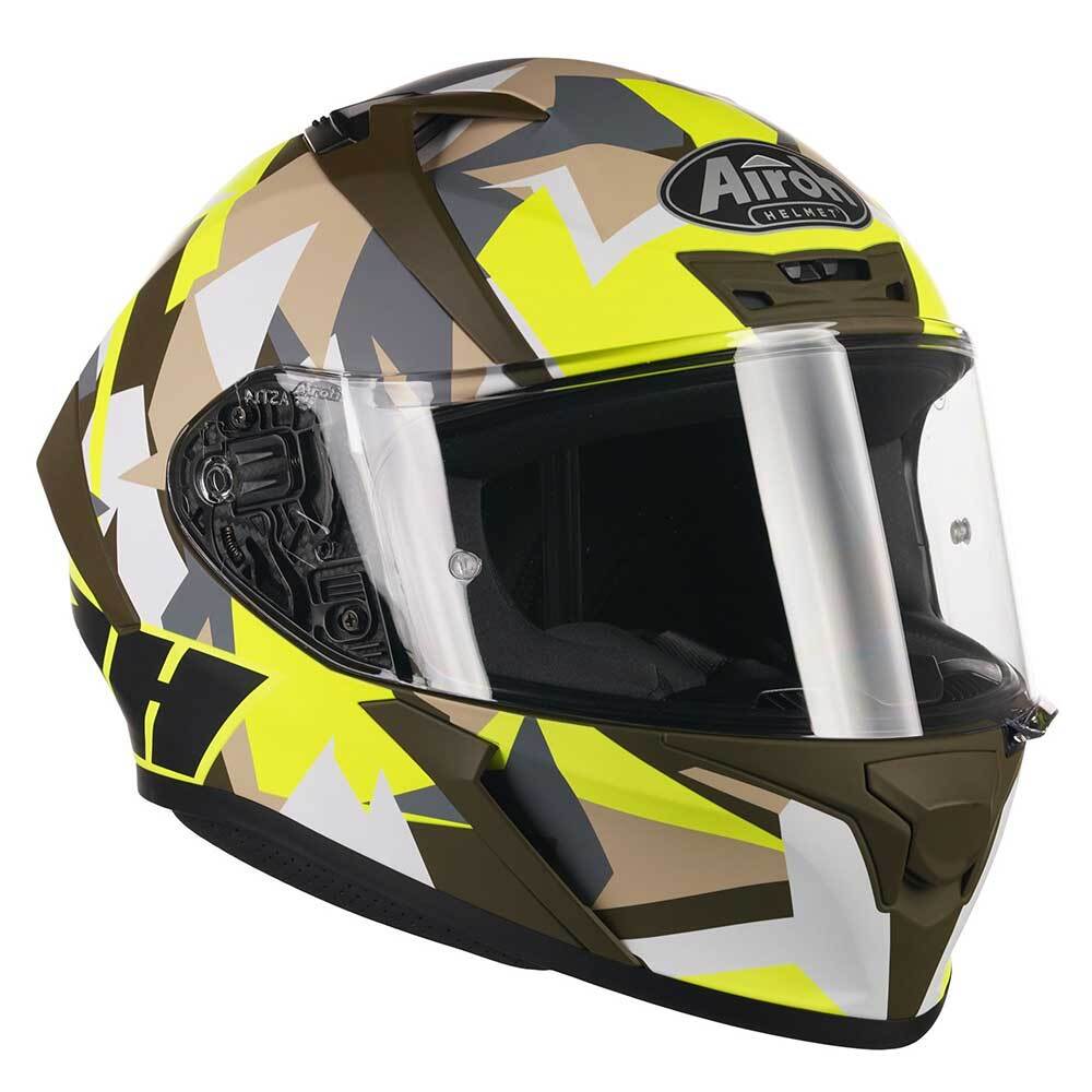 AIROH VALOR ARMY MATT YELLOW GREEN MOTORCYCLE MOTORBIKE FULL FACE