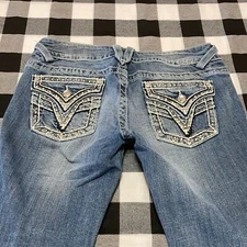 *EXC! VIGOSS THE NEW YORK CAPRI JEANS Size 3/4 x 21 Thick Stitch Bling Metallic