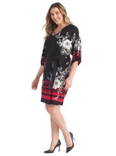 SANDRA DARREN Belted DRESS Jersey PLUS SIZE Black Red NWT$99