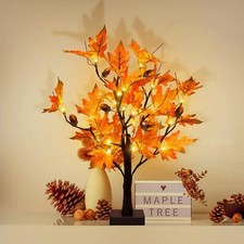 New 24-inch LED Lighted Maple Tree with 6 Acorns for Thanksgiving Decorations