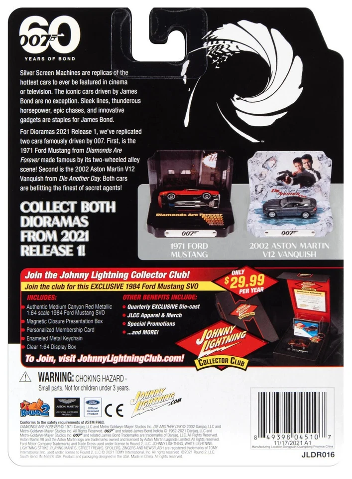 Johnny Lightning James Bond 007 Diamonds Are Forever 1971 Ford Mustang 1:64 Car - Image 2 of 4