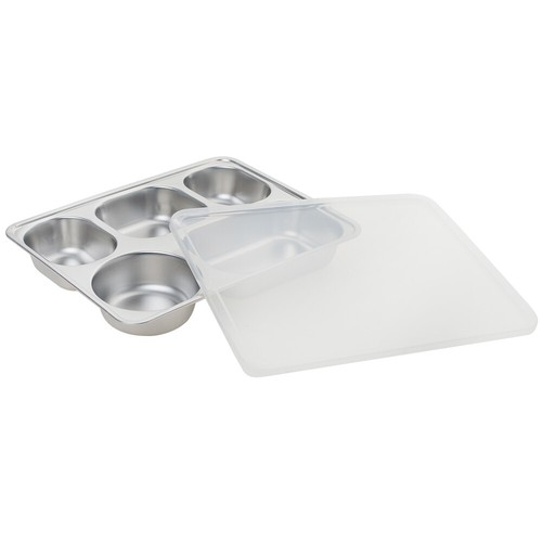 304 Stainless Steel Divided Plates with Lid Adults Divided Dinner Tray