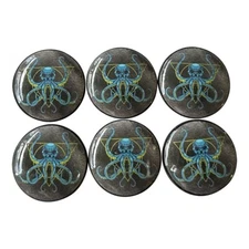 Set of 6 Octopus Skull Coastal Wood Cabinet Knobs Drawer Knobs and Pulls