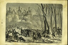 Capture of Chambord Castle - Book Cutout 1870 - Woodblock Print