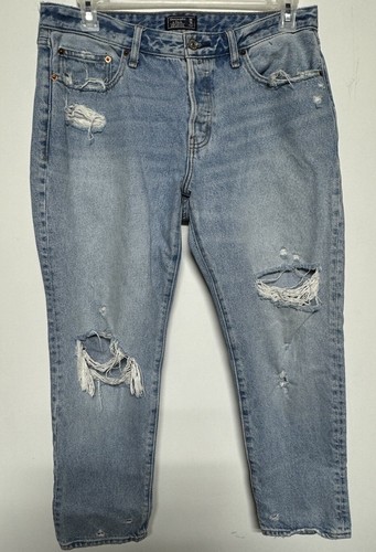Jeans Abercrombie & Fitch donna 30/10S Ames vita bassa slim fidanzato invecchiato