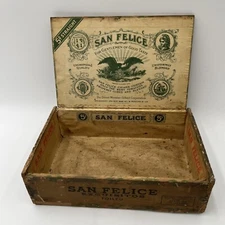 Vintage San Felice Exquisitos Foiled Wood Cigar Box D.W.G. Corp. Detroit Mi.