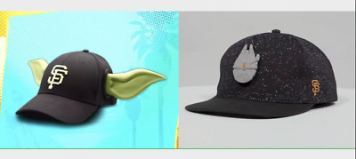 SGA SET San Francisco SF Giants 2024 Star Wars Day Yoda Hat + Millennium Falcon