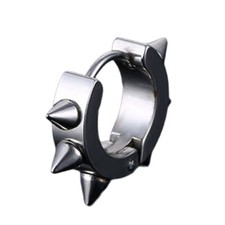 Spike Hoop Earrings Stainless Steel Men Women Classic Earrings Gothic Jewelry -