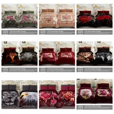2 Ply Heavy Blanket 2 Sides Printed Soft Thick Warm Bed Throw Blanket 85" x 93"