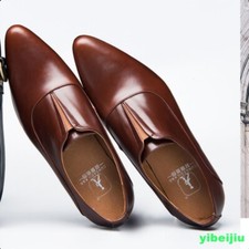 Men Business Dress Real Leather Formal Mid Cuban Heel Shoes Banquet Evening 2025