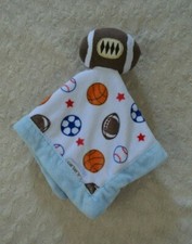 Carter's Football Lovey Security Blanket Blue White Brown Red Star Sports Soccer
