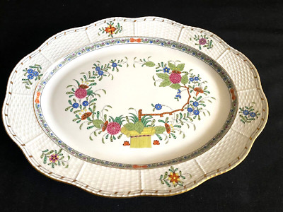 HEREND PORCELAIN HANDPAINTED INDIAN BASKET MULTICOLOR TURKEY PLATTER 102/FD