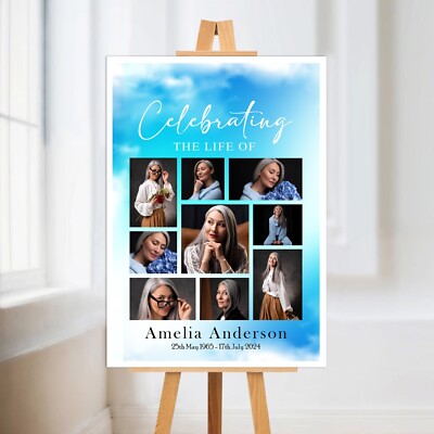 PERSONALISED MEMORIAL IN LOVING MEMORY WELCOME PHOTO FUNERAL SIGN POSTER PRINT