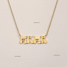Plain Gold MAMA Initial Personalized Name Necklace 14K Gold 25mm Name Pendant