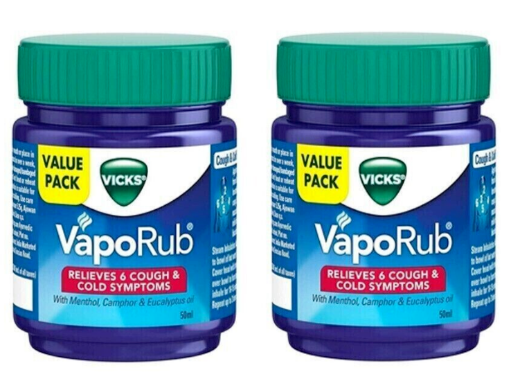 Vicks Vaporub 50ml Ointment Balm for Men & Women (Pack of 2)