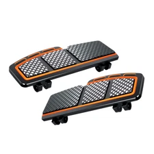 Black Orange Diamond Cut Rider Floorboards For Harley Touring Electra Glide FLHT