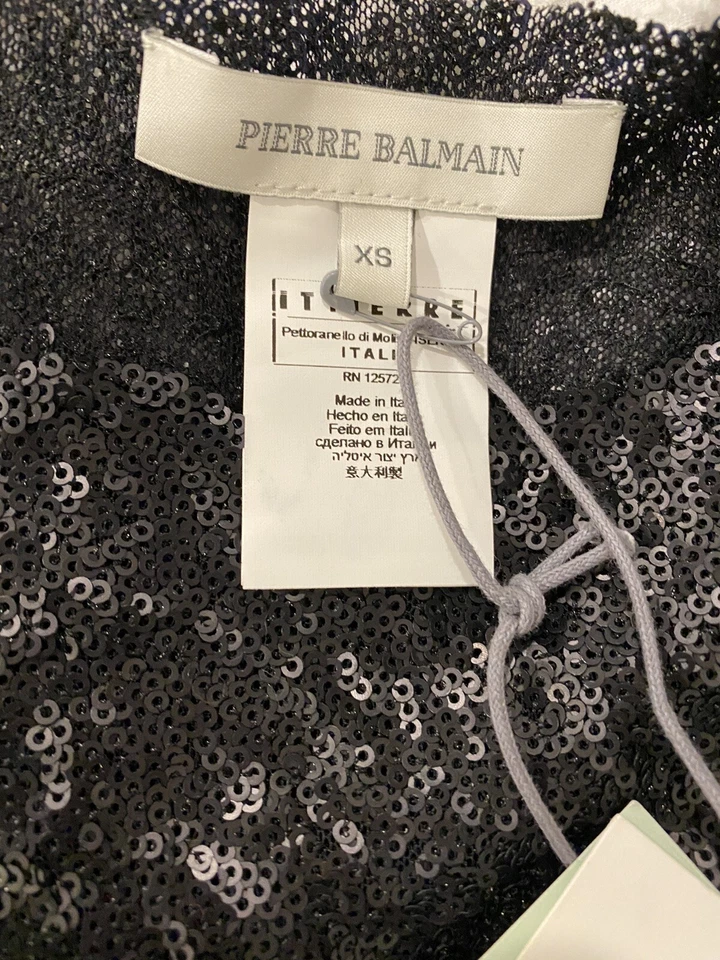 Camiseta Pierre Balmain Negra Cuentas Recortadas Talla XS Foto 2 de 4