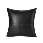 Genuine Leather Throw Pillow Covers, Black, 16"×16", Pack of 1