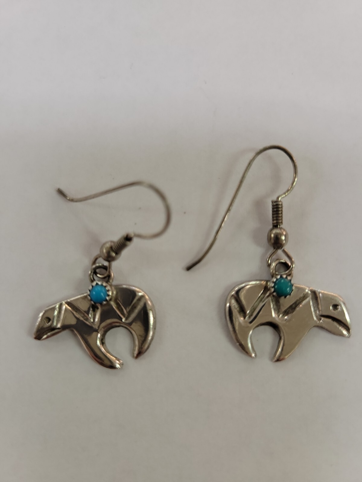 Native Sterling Bear With Turquoise - image 1