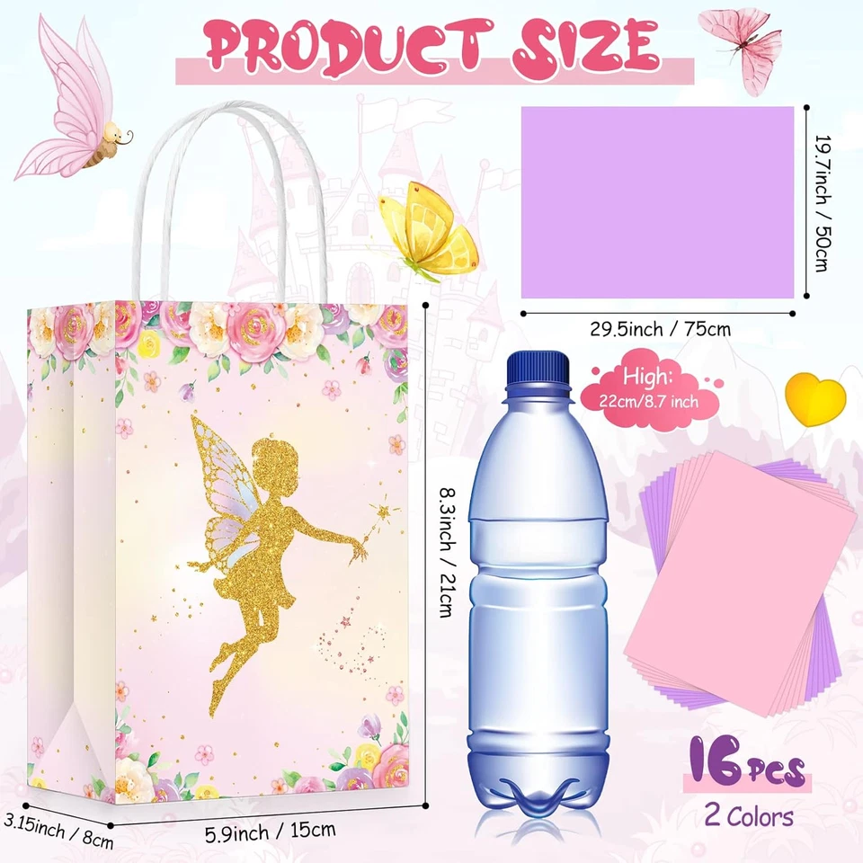 16 шт. цветочные пакеты для вечеринок фей с тканевой бумагой пакеты для угощений фей S - Изображение 3 из 4