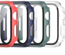 4 Pack Hard PC Case with Tempered Glass Screen Protector for Apple Watch 44mm