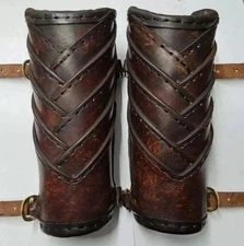 Viking Leather Vambraces – Woven Armguards for LARP Cosplay Halloween Costume