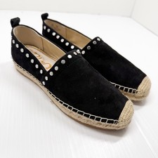 Sam Edelman Koda Black Suede Espadrille Flats Studded Slip On Shoes 6 Womens US