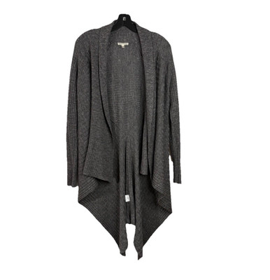 Eileen Fisher Long Cardigan Sweater Wool Silk Linen Womens Sz Large Hi Lo Gray