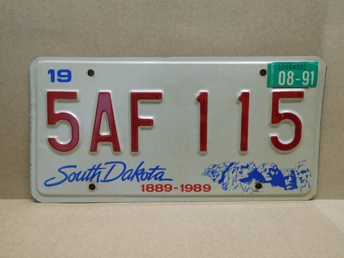 1991 South Dakota Centennial License Plate 5AF 115 Codington Co - 1987 Base - b