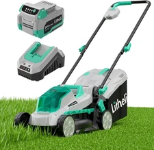 Litheli 20V 13" Cordless Lawn Mower, Electric Mowers Green Brushliess 