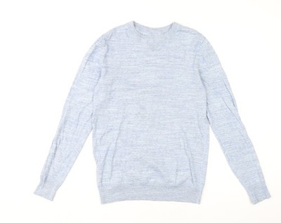 H&M Damen Pullover Pulli blau Baumwolle Größe S Rundhals Strick
