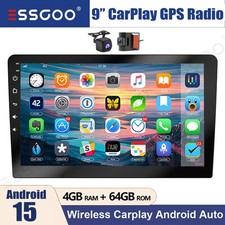 9" 2DIN Carplay Android 15 DVR AHD Car Stereo Radio 4 64GB GPS Navi Bluetooth FM