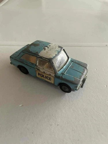 VINTAGE CORGI TOYS NO 506 SUNBEAM IMP POLICE CAR DIECAST MODEL YR1968 BLUE/WHITE