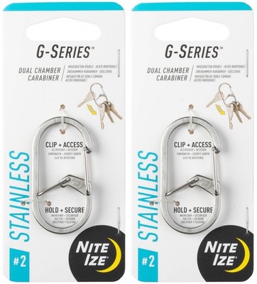 Nite Ize G-Series Dual Chamber Stainless Steel Carabiner #2 - Stainless (2-Pack)