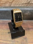 Seiko 7N33 Vintage Watch Tank Rectangle Black Dial Day Date New Battery NICE