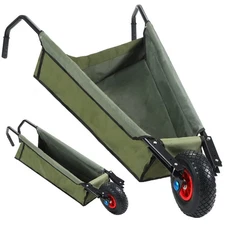 Folding Wheelbarrow Collapsible Foldable Yard Cart 88lbs Lightweight Gardenin...