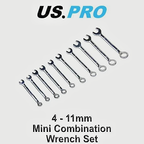 US PRO 10pc mini metric combination spanner set 4 - 11mm 2079