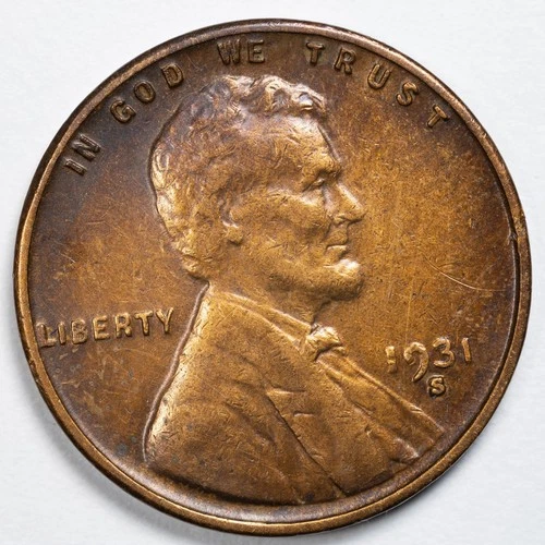 1931-S Lincoln Wheat Penny San Francisco Mint Extremely Fine (XF) Cleaned