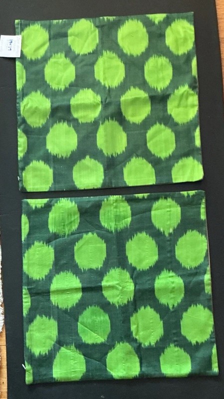Set of 2 Ikat Throw Pillow Covers  Green Zipper 18.5x29.5” Made In Turkey