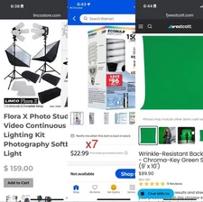 Studio Pro Photography Lighting Kit w/ Backdrop, 3 Softbox, Stands, 7 Lightbulbs