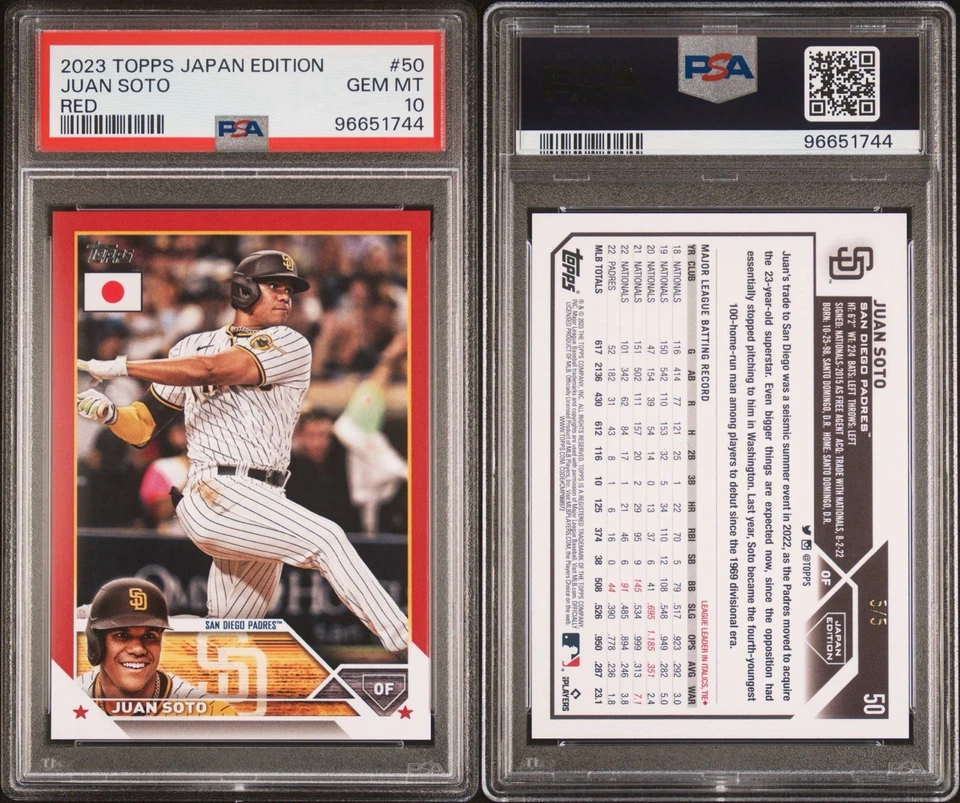 5/5 - Juan Soto 2023 Topps Japan Edition Red PSA 10 Pop 1 - Image 3 of 3