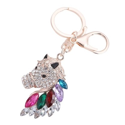 Portable Horse Shaped Keychain Crystals Rhinestones Metal Frame