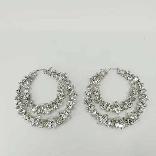 SAINT LAURENT (YSL) Orecchini Saint Laurent YSL Crystal Double Hoop mai indossati