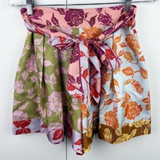 Zimmermann 100% Silk Lovestruck Spliced Shorts Mixed Roses Floral Size 1 Medium