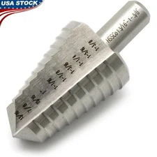 M35 Cobalt Step Drill 1/2 Shank 10 Hole Sizes Self Starting Smooth Cutting New