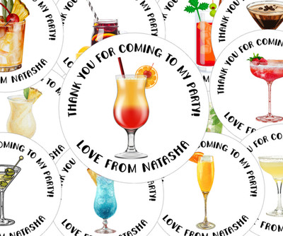 KAUFEN SIE 1 ERHALTEN SIE 1 HALBEN PREIS Personalisierte Cocktail Party Aufkleber Junggesellinnenabschied & Geburtstag
