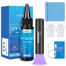 KISREL 50g UV Resin Kit with Light, Fast Curing Bonding in 50g, white
